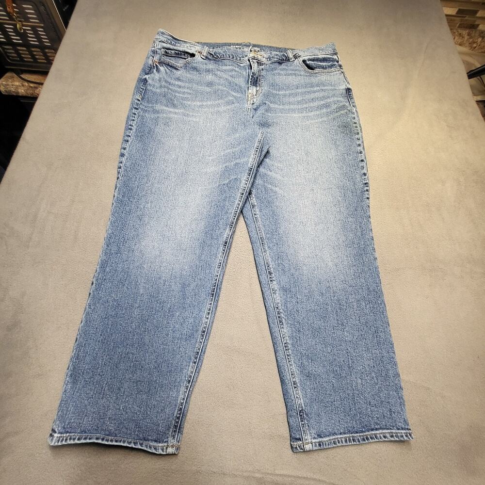 Old Navy Jeans Womens 20 Blue Boyfriend Straight Leg Distressed Denim Stretch
